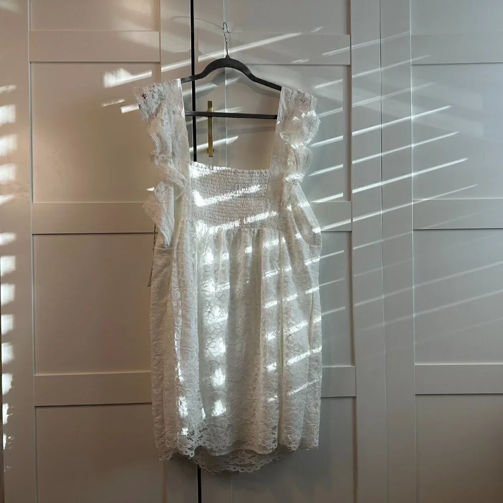 NWT Draper James 'Maddie' Babydoll Dress in Magnolia White Lace- Size XXL - Picture 6 of 7